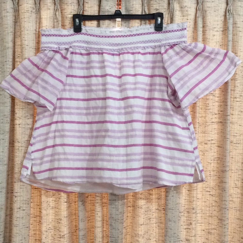 Lane Bryant Striped Off-the-Shoulder Gauze Top - 18/20